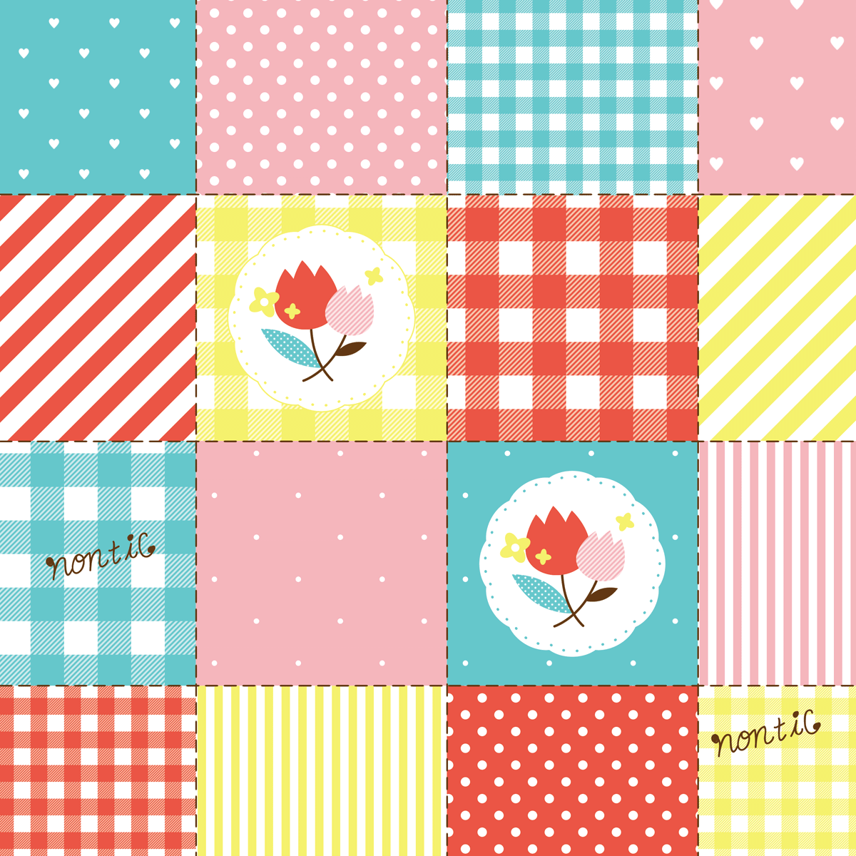 NONtic（ノンティック）カラフルパッチワーク  パターンデザイン 