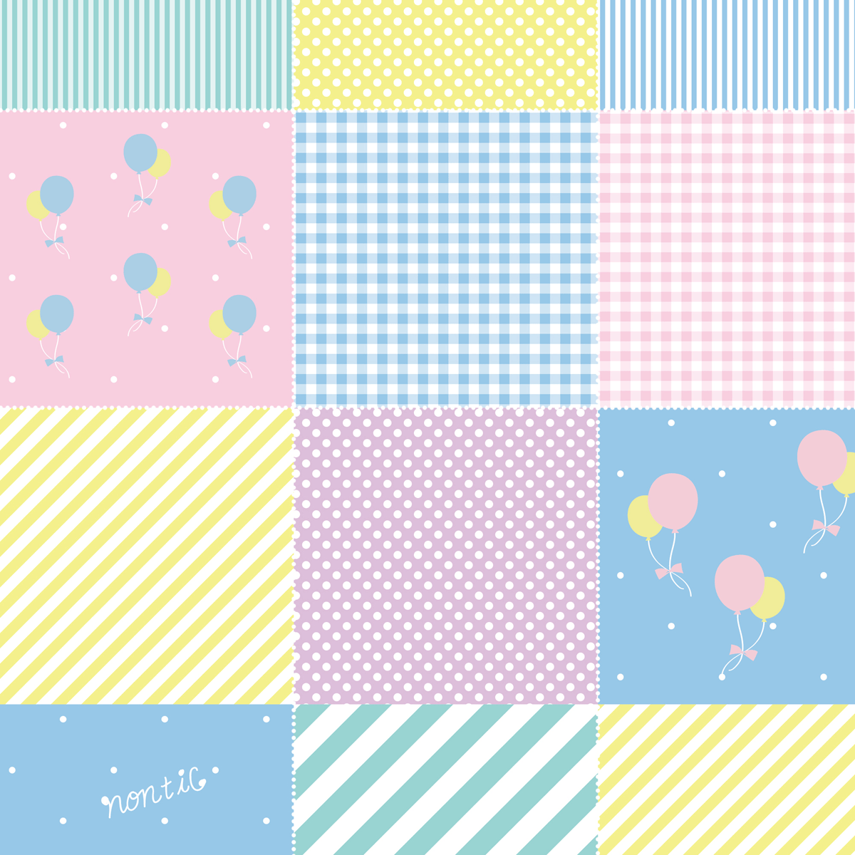 nontic（ノンティック）パステルパッチワーク スマホケース